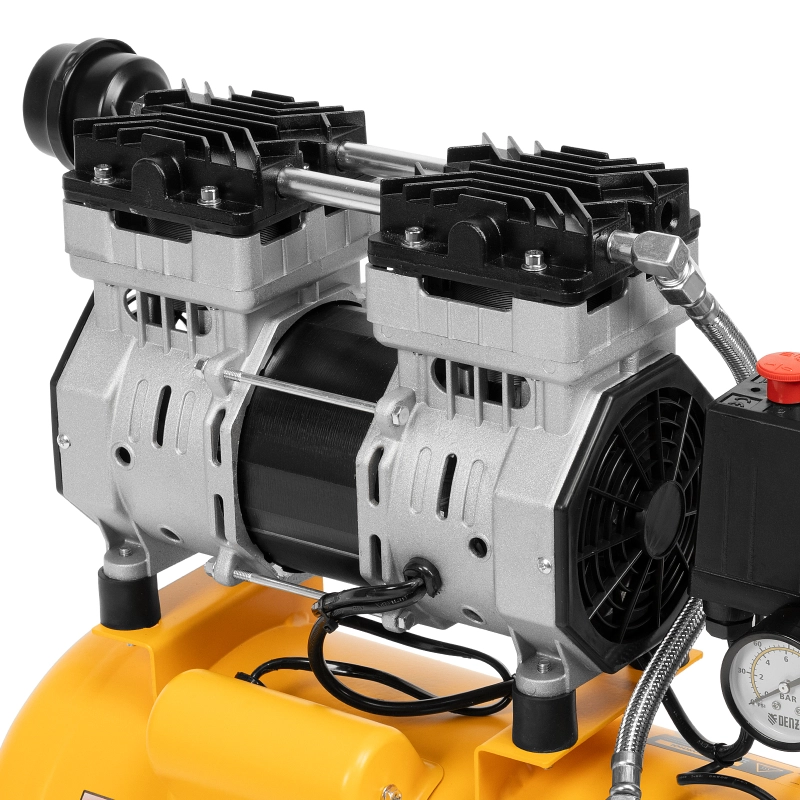 Компрессор DLS950/24 безмаслянный малошумный 950 Вт, 165 л/мин, ресивер 24 л Denzel (58026)