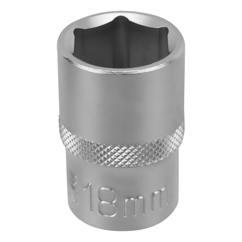 Головка торцевая, 18 мм, шестигранная, CrV, под квадрат 1/2 Stels (13829)