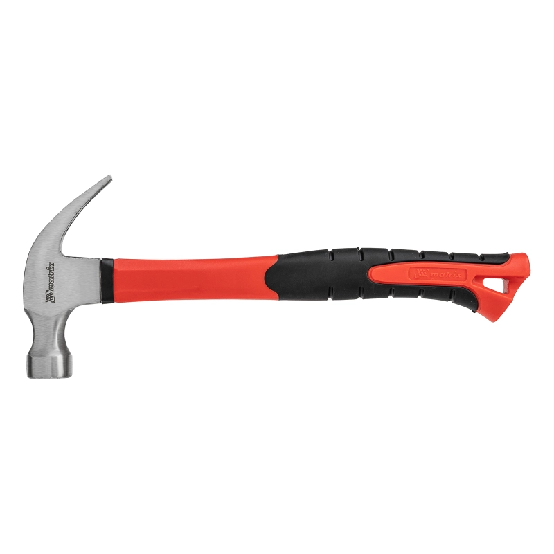 Молоток-гвоздодер optimal, 450 г, боек c магнитом, фибергласовая обрезиненная рукоятка Matrix (10454)