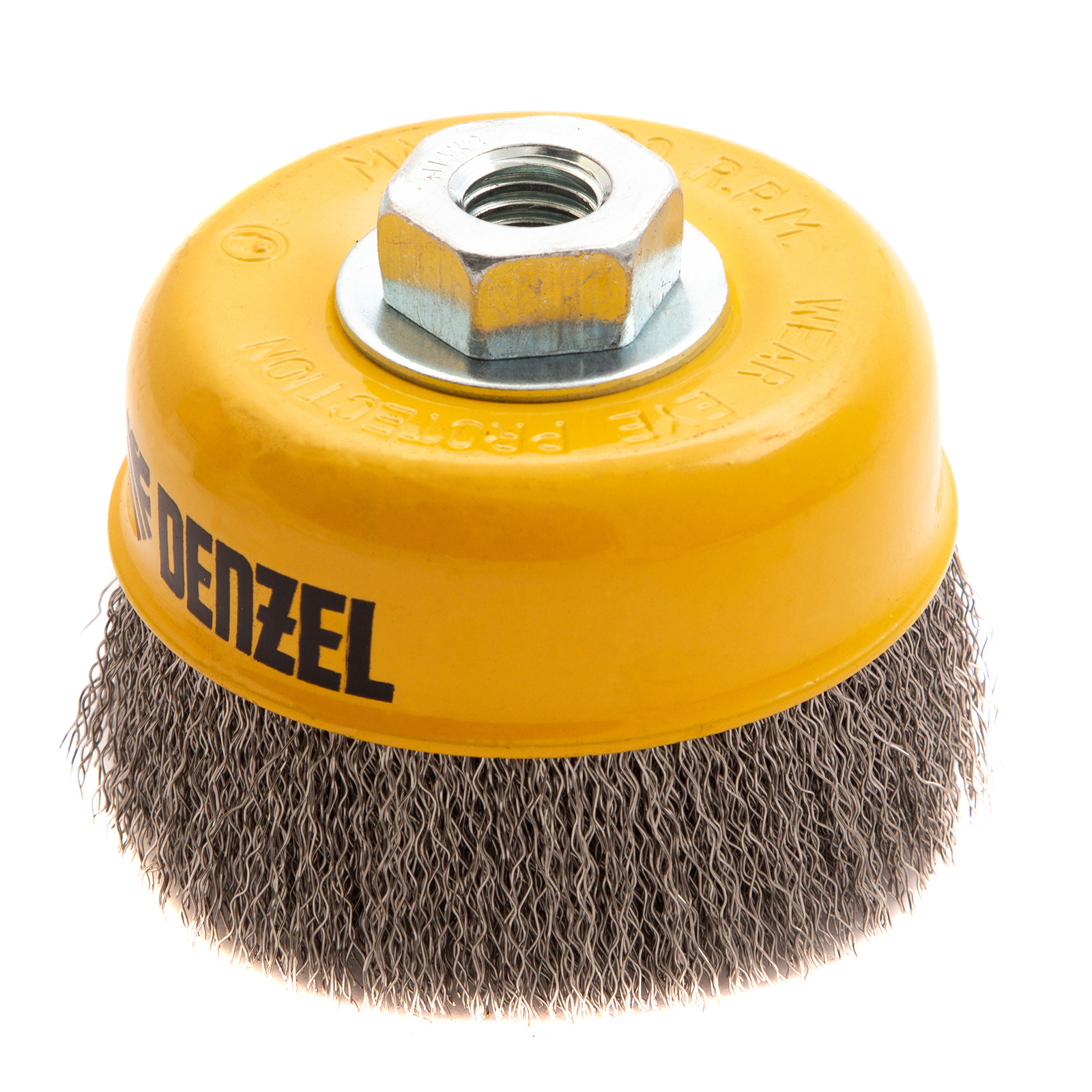 Щетка для УШМ, 100 мм, "Чашка", витая нержавеющая проволока 0.3 мм, М14 Denzel (746053)