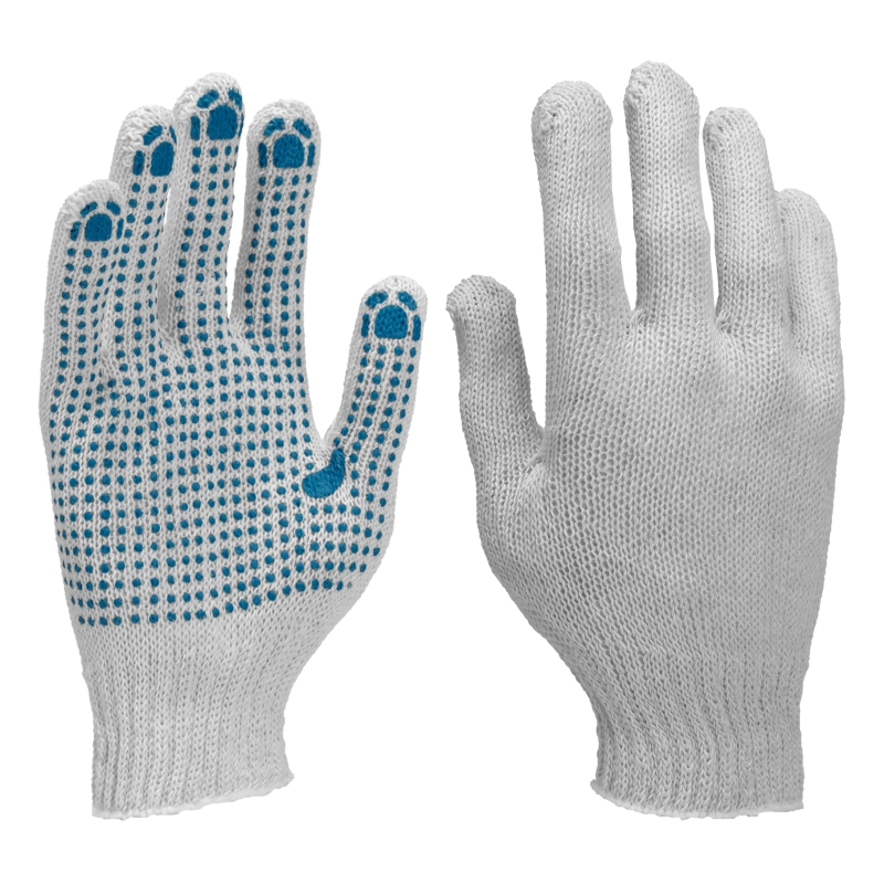Перчатки х/б, ПВХ покрытие, "Точка", 6 пар в упаковке, 7 класс (67717)