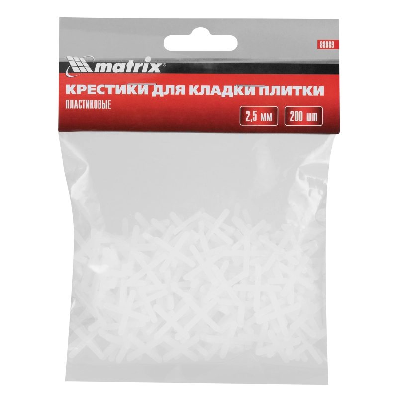 Крестики, 2.5 мм, для кладки плитки, 200 шт Matrix (88089)