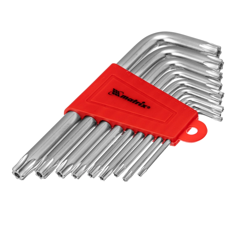 Набор ключей имбусовых Torx , 9 шт, T10-T50, CrV, коротких, с сатинированным покрытием Matrix (12305)