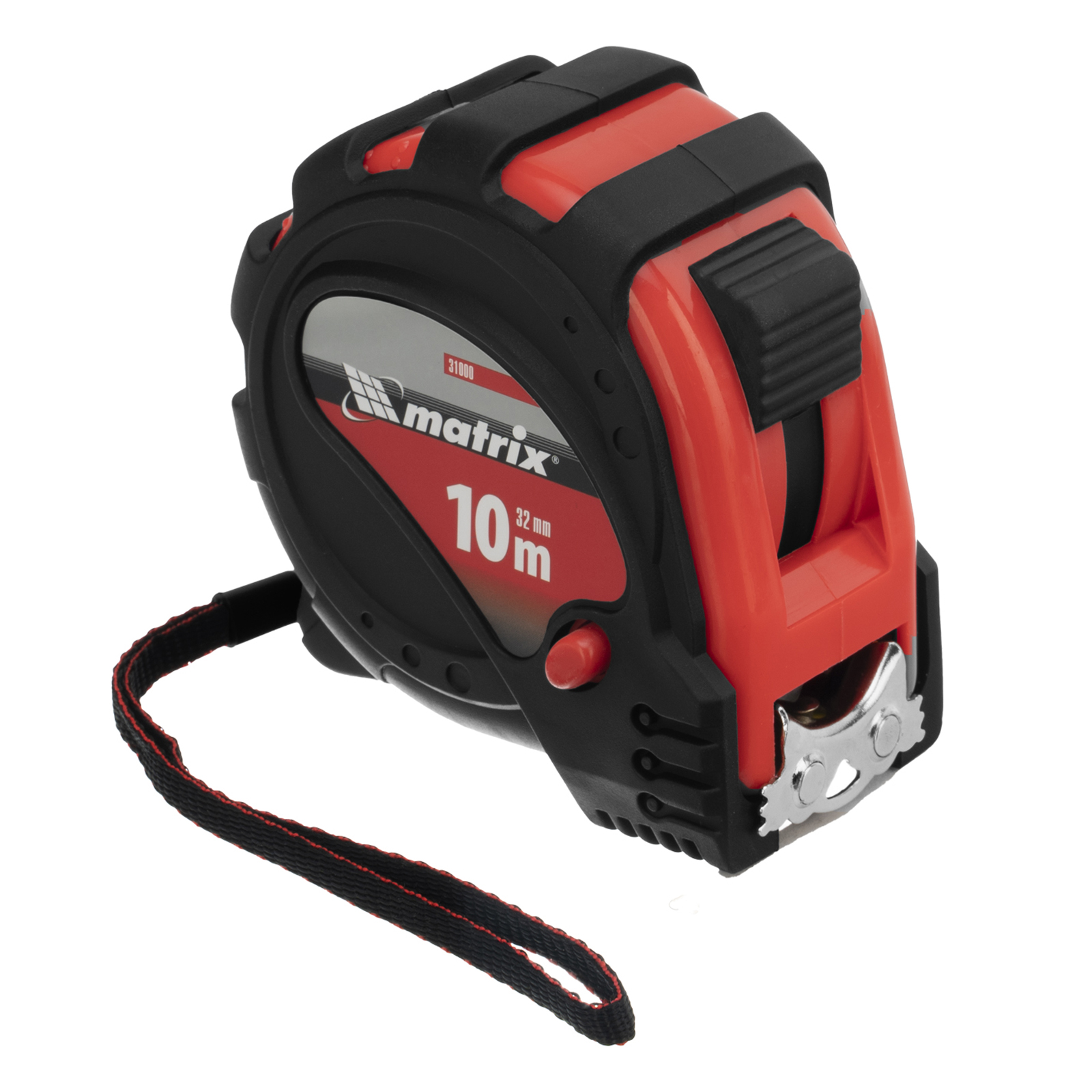 Рулетка Status Magnet 3 fixations,10 м х 32 мм,обрезиненный корпус,зацеп с магнитом Matrix (31000)