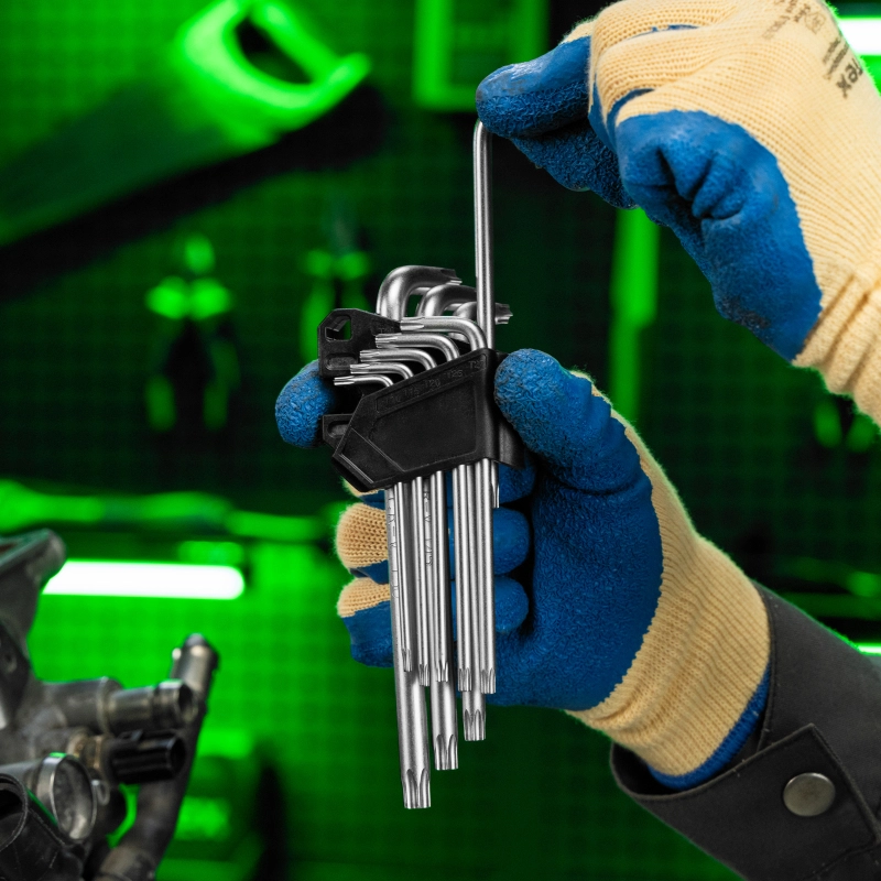 Набор ключей имбусовых Torx-Tempered, TT10-50, CrV, 9 шт., удлиненные Сибртех (123717)