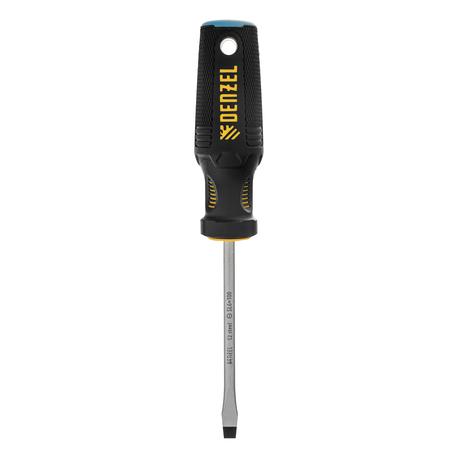 Отвертка, SL6x100 мм, S2, 3к рукоятка Denzel (121987)