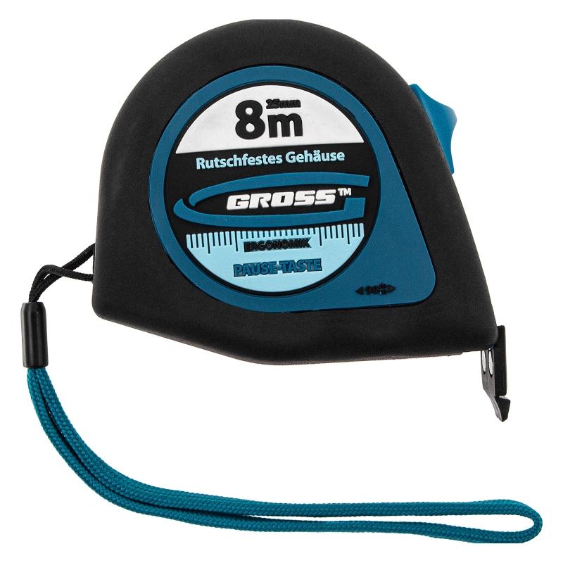Рулетка "Ergonomisch",8 м x 25 мм,магнитный обрезиненный зацеп Gross (31104)