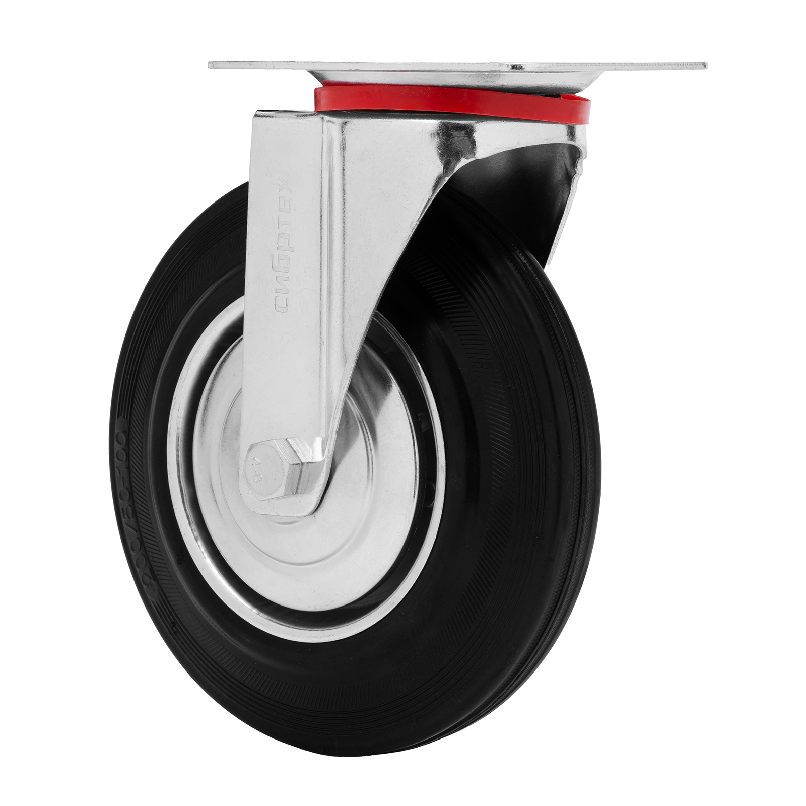 Колесо поворотное D 200 мм, крепление  платформенное Сибртех (68718)