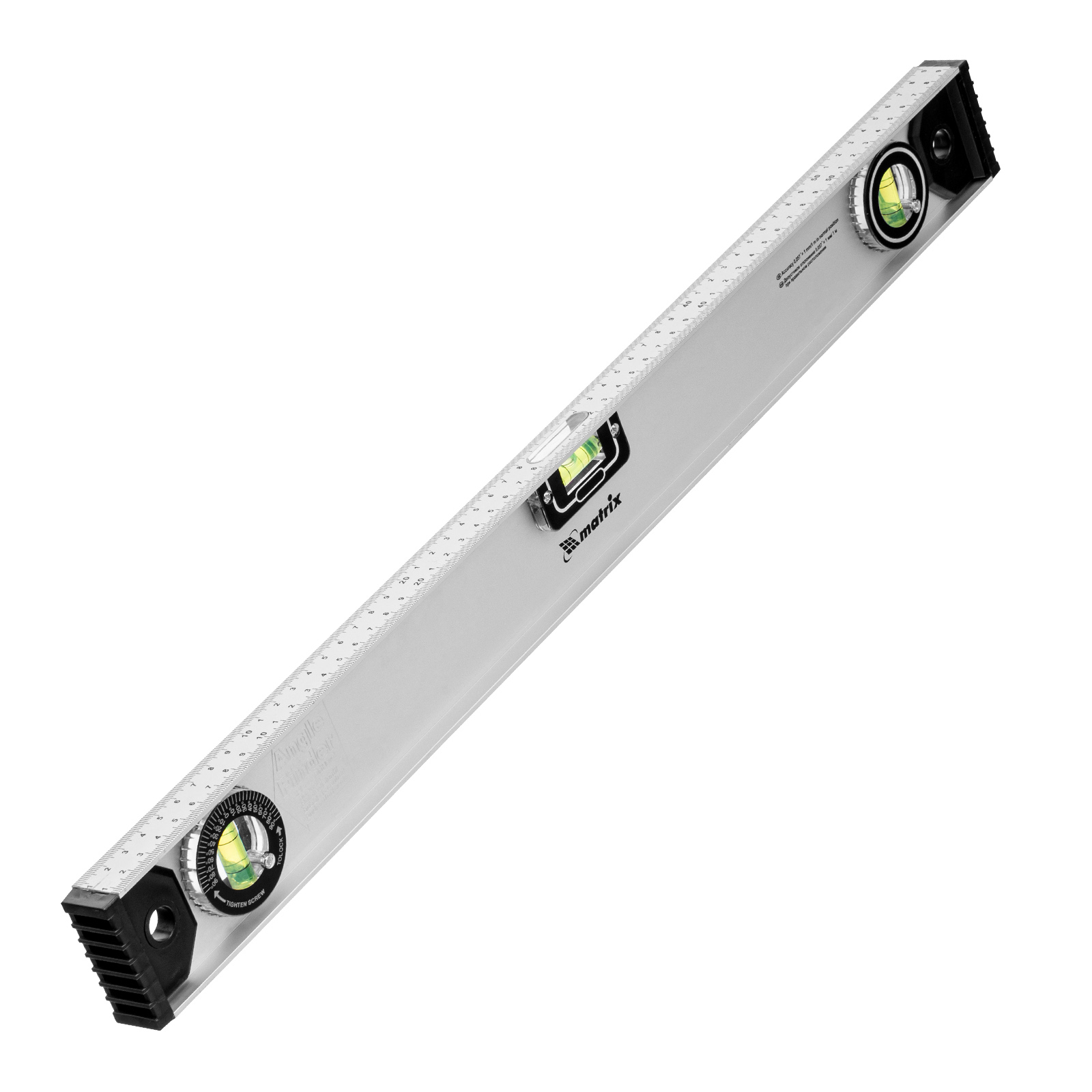 Уровень алюминиевый "Рельс", 600 мм, 3 глазка (1 поворотный) Matrix (34023)