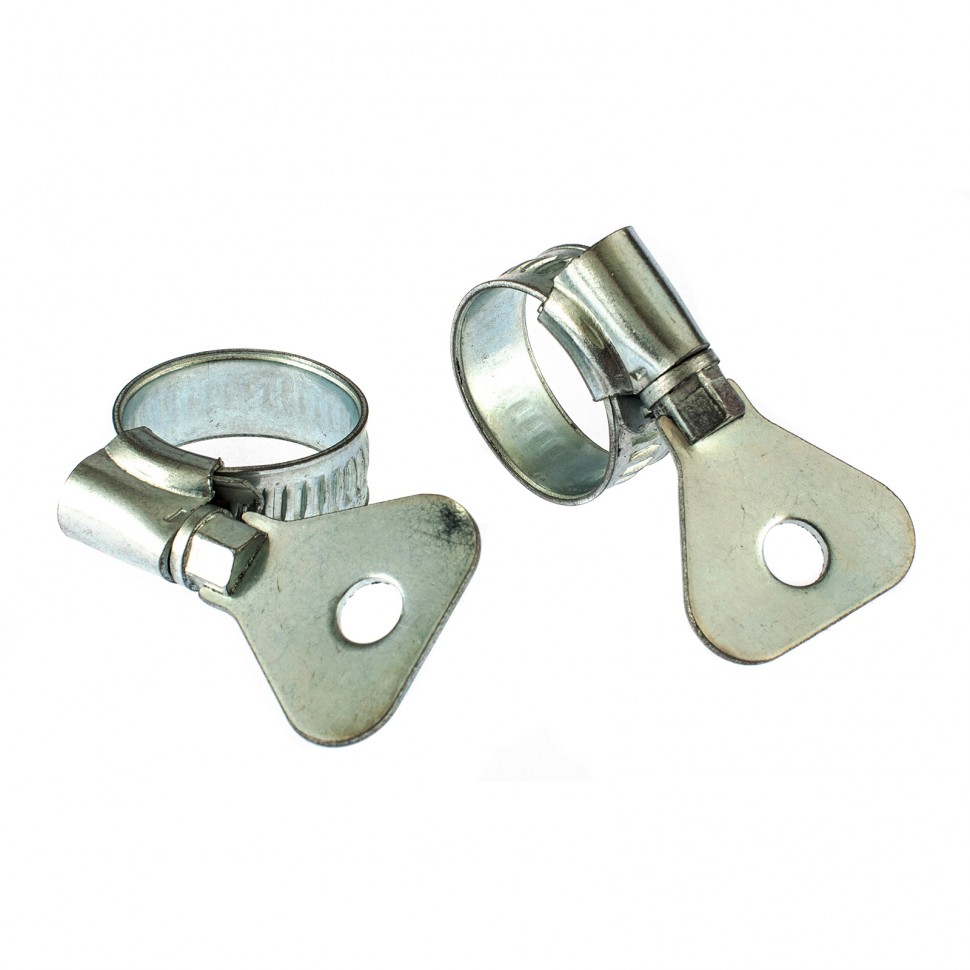 Хомуты металлические, червячные 12-20 мм, ширина 10 мм, W1, с металлическим ключом, 2 шт Сибртех (476497)