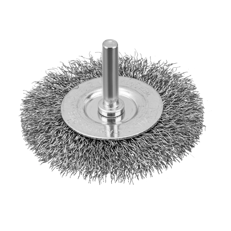 Набор щеток для дрели, 2 Плоские 50-75мм, 3 Чашки 25-50-75мм, шпилька,  нерж.вит. проволока Denzel (74493)