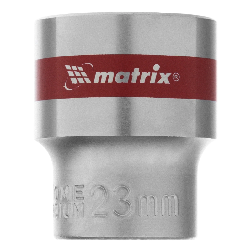 Головка торцевая, 23 мм, шестигранная, CrV, под квадрат 1/2, хромированная Matrix (13123)
