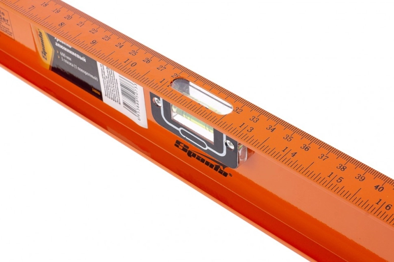 Уровень алюминиевый "Рельс", 600 мм, 3 глазка (1 поворотный) Sparta (34046)