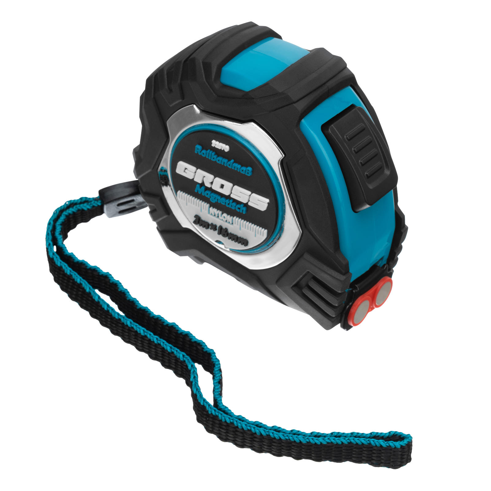 Рулетка Magnetisch 3 м х 16 мм,обрезиненный корпус,автоматическая фиксация,Нейлоновое покрытиеытие,зацеп с магнитом Gross (32570)