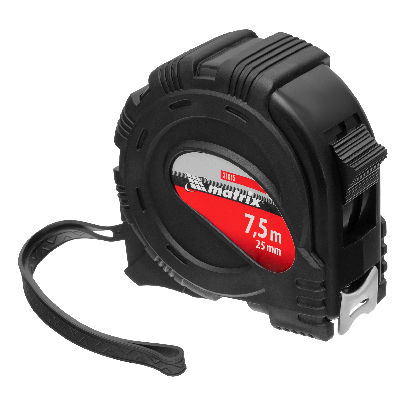Рулетка Black,7,5 м х 25 мм,обрезиненный корпус Matrix (31015)