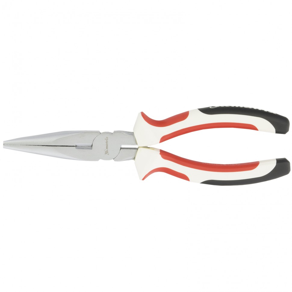 Длинногубцы прямые, WHite Nickel, 200 мм, никелированные, трехкомпонентные рукоятки Matrix (17190)