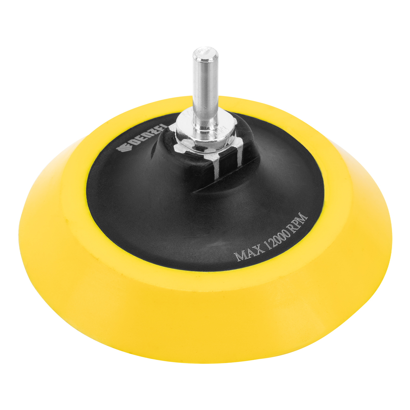 Тарелка опорная для дрели и УШМ с липучкой, 125 мм, мягкая, с адаптером c М14 на d8 Denzel (76248)