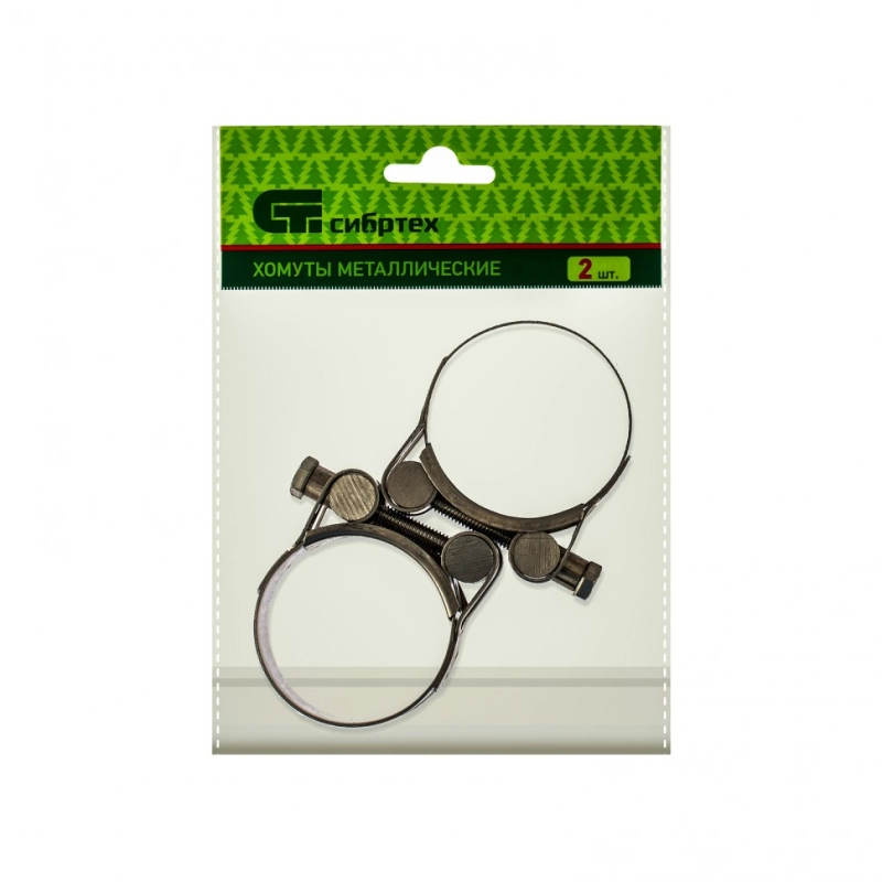 Хомуты металлические, силовые 44-47 мм, ширина 22 мм, шарнирный, W4, 2 шт Сибртех (475373)