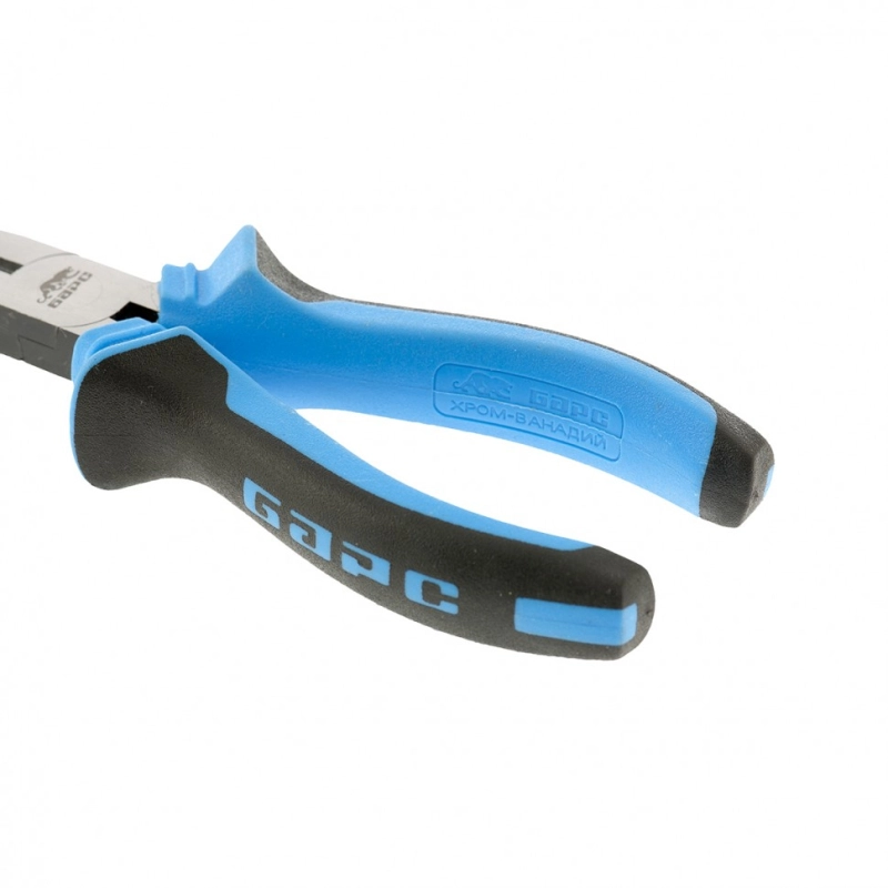 Длинногубцы прямые 160 мм, хром-ванадий, двухкомпонентные рукоятки Барс (17195)