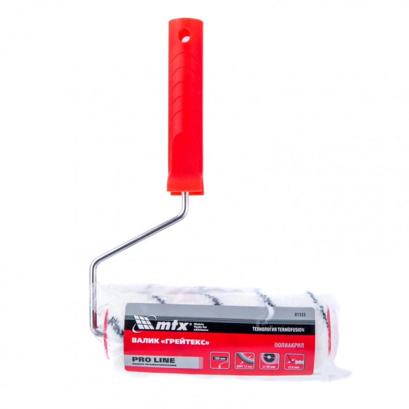 Валик "Грейтекс" Pro Line, 180 мм, ворс 12 мм, D 40 мм, D ручки 6 мм, полиакрил MTX (81333)