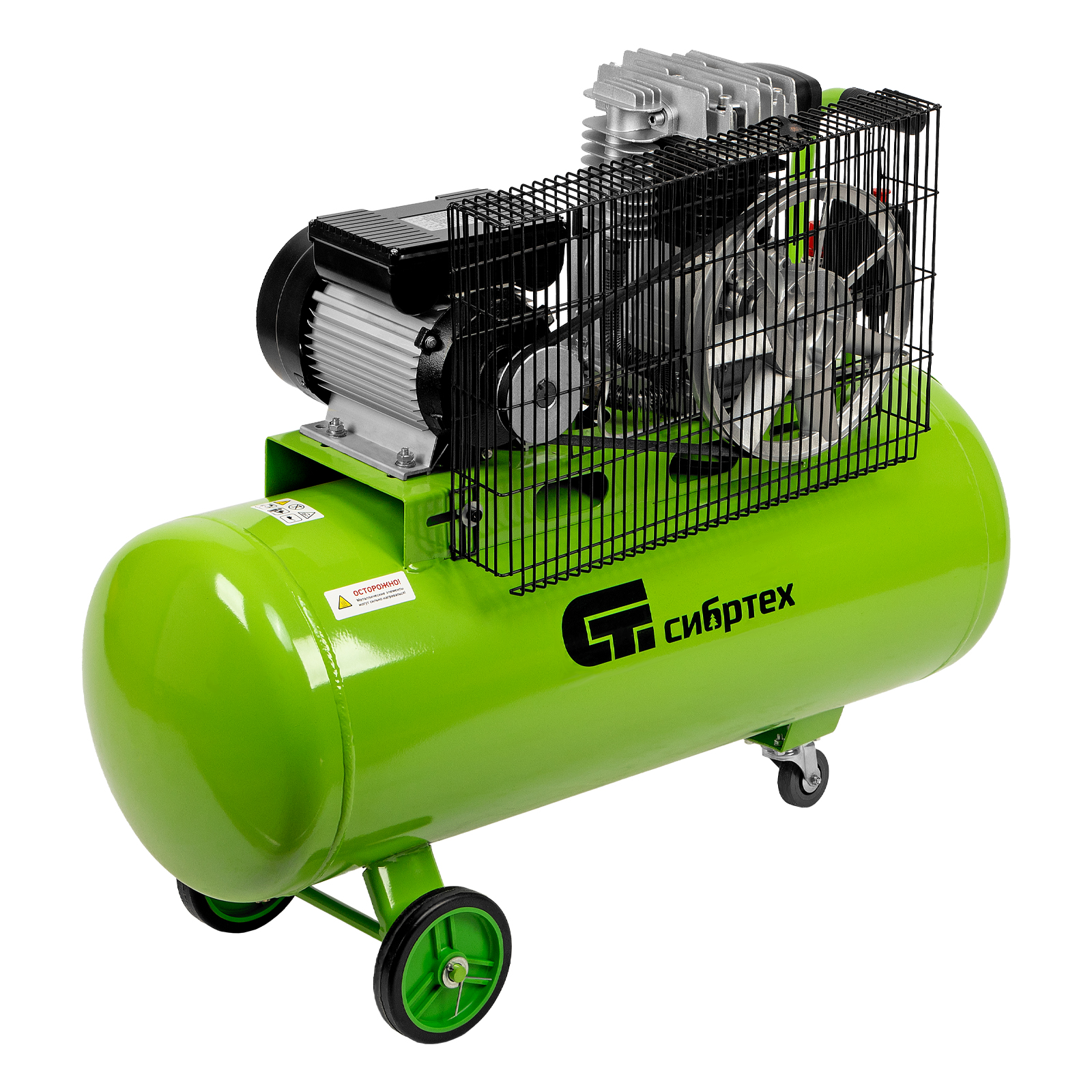 Компрессор воздушный КР-2200/100, 2.2 кВт, 350 л/мин, 100 л, ременной привод, масляный Сибртех (58042)