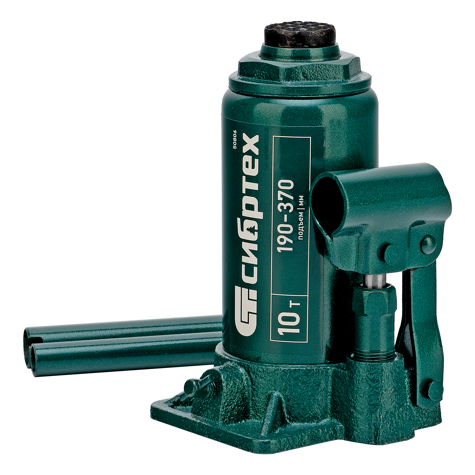 Домкрат гидравлический бутылочный, 10 т, 190-370 мм Сибртех (50806)