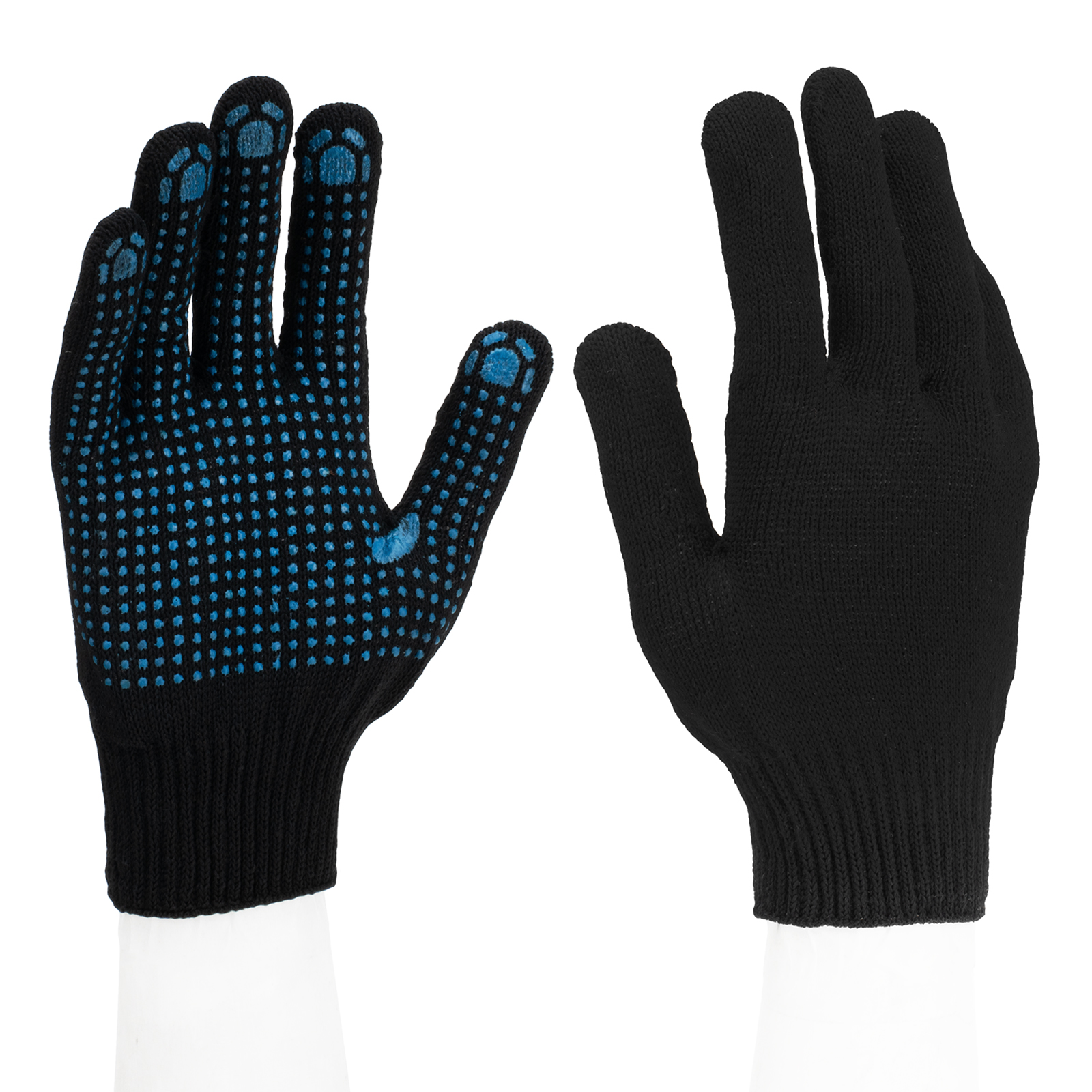 Перчатки трикотажные, ПВХ-покрытие "Точка", 10 класс, черные (67855)