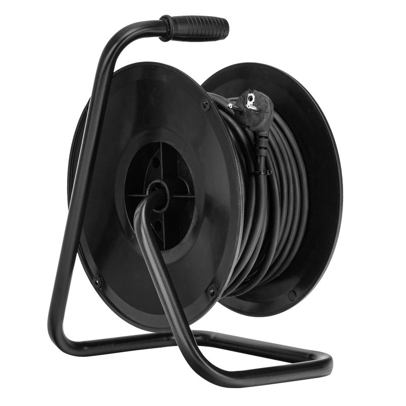 Удлинитель силовой на кабельной катушке, ПВС, 25 м, 4 розетки с крышкой, IP44, 16А, УХз16, Сибртех (96047)