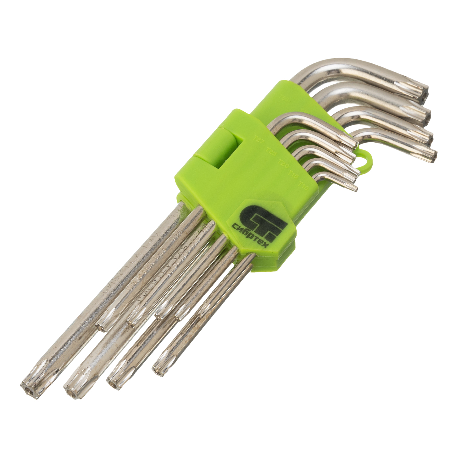 Набор ключей имбусовых Tamper-Torx , 9 шт: ТТ10-ТТ50.45x, закаленные, удлиненные, никель Сибртех (12322)