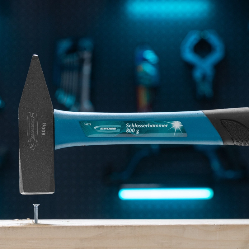 Молоток слесарный, 800 г, квадратный боек, фибергласовая обрезиненная рукоятка Gross (10278)