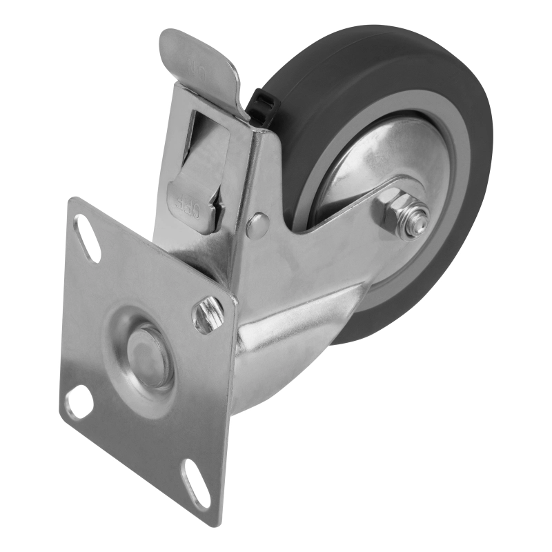 Колесо поворотное с тормозом D 100 мм, крепление  платформенное Сибртех (68721)