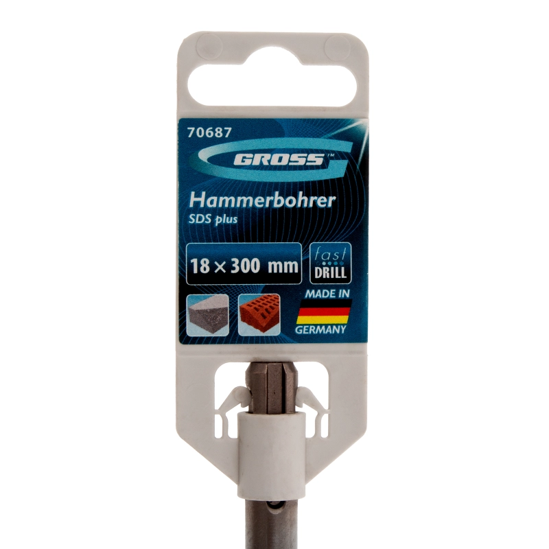 Бур по бетону Pro, 18 х 300 мм, SDS Plus Gross (70687)