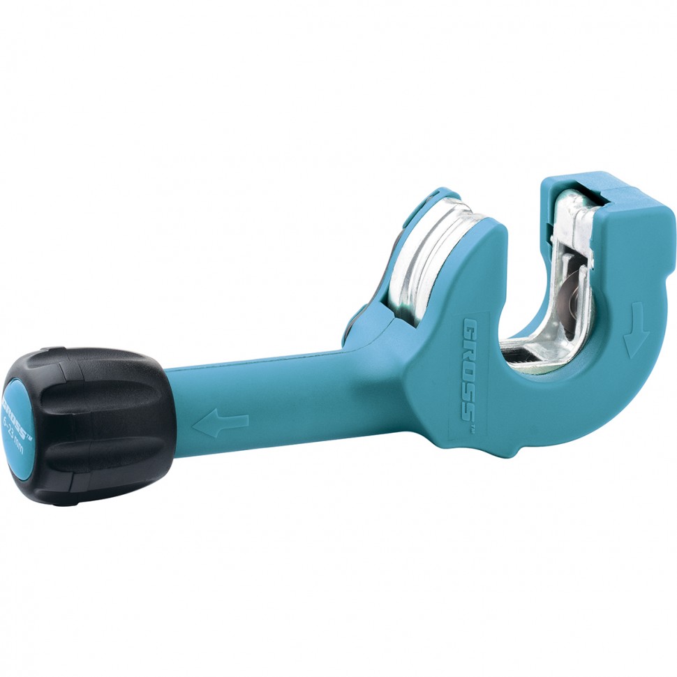 Труборез ручной "Piranha", 6-23 мм, 1/4-7/8, механическая регулировка зажима трубы, трещотка с храповым механизмом Gross (78703)