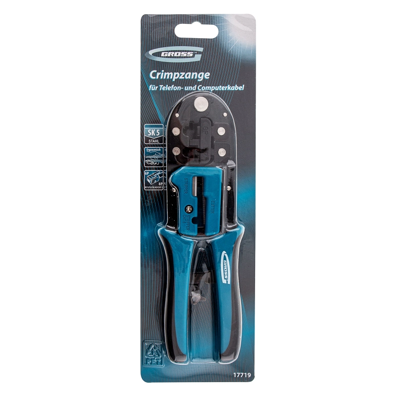 Клещи для обжима телефонных и компьютерных клемм RJ-45, 6P, 8P и RJ-11/12, 6P, 8P Gross (17719)