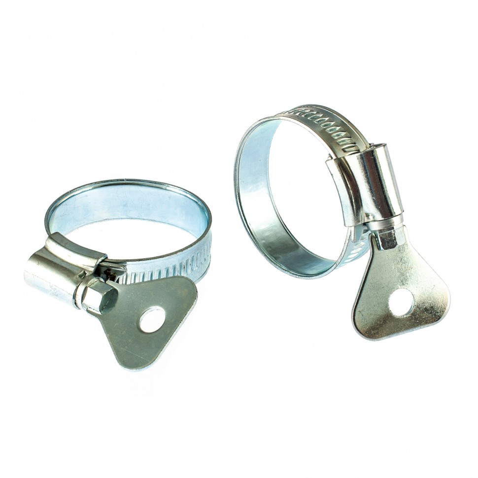 Хомуты металлические, червячные 25-38 мм, ширина 12 мм, W1, с металлическим ключом, 2 шт Сибртех (476527)