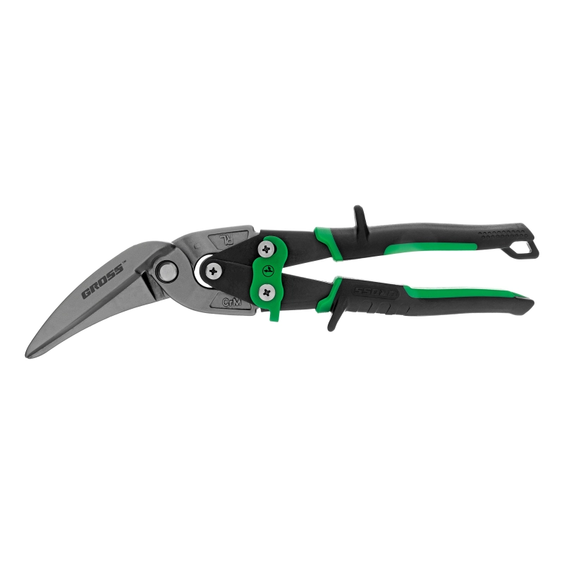 Ножницы по металлу "Piranha", 270 мм, прямой и правый проходной рез, сталь СrMo, двухкомпонентные рукоятки Gross (78333)