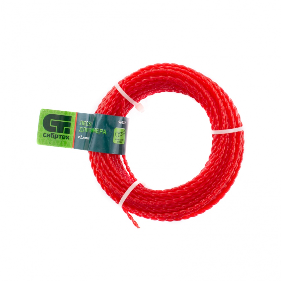 Леска для триммера овальная витая, 2.4 мм х 15 м, Сибртех (961375)