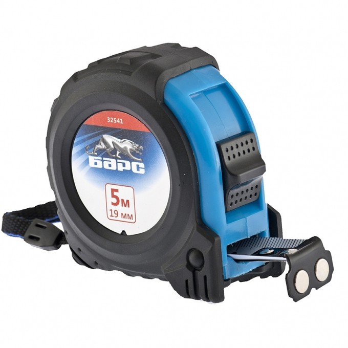 Рулетка Вектор 5 м х 19 мм,утолщенное полотно,магнитный зацеп,обрезиненный корпус Барс (32541)