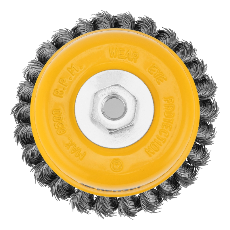 Щетка для УШМ, 125 мм, "Чашка", крученая нержавеющая проволока 0.5 мм, М14 Denzel (746273)