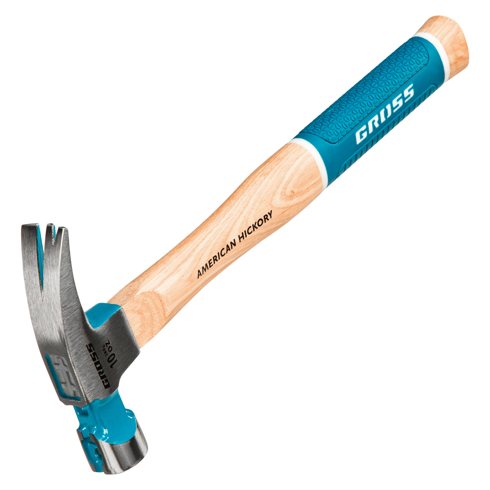 Молоток-гвоздодер, 280 г, угол 75, магнит, обрезиненная рукоятка American hickory GROSS (10417)