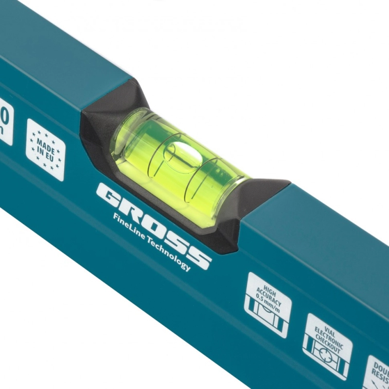 Уровень алюминиевый, 600 мм, фрезеровка, 3 глазка, Prazision Gross (34440)