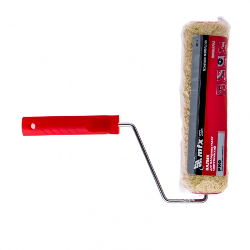 Валик для фасадных работ синтетический Pro, 250 мм, ворс 18 мм, D 48 мм, D ручки 6 мм, полиакрил MTX (81318)