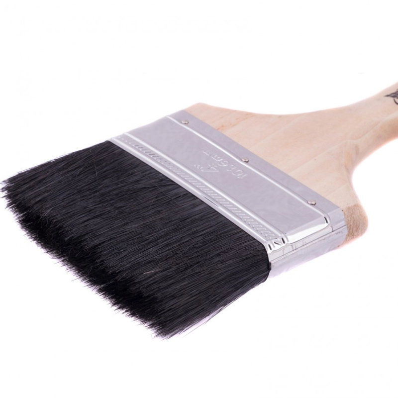 Кисть плоская, натуральная черная щетина, деревянная ручка 4" MTX (82643)