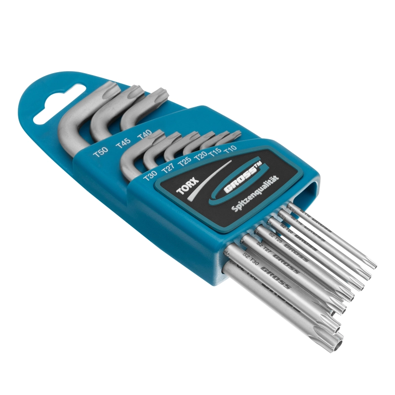 Набор ключей имбусовых Torx -TT, 9 шт: T10-T50, удлиненные, S2, сатинированные Gross (16407)