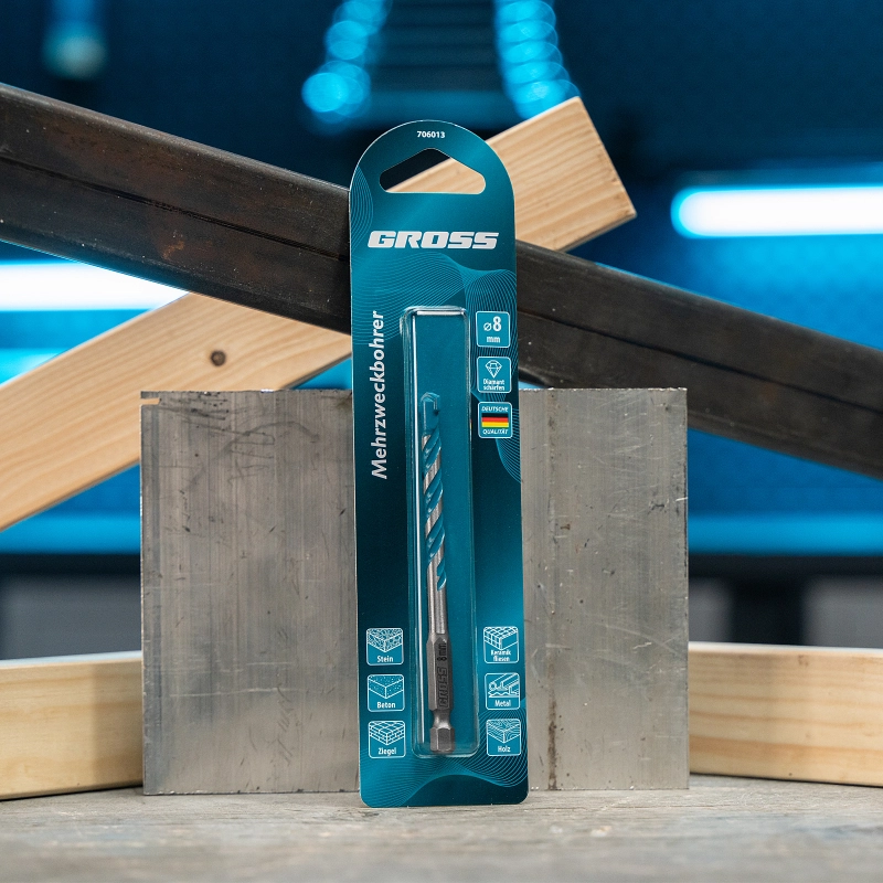 Сверло универсальное, Multipurpose PRO, 6-гр. хвостовик, 8мм Gross (706013)