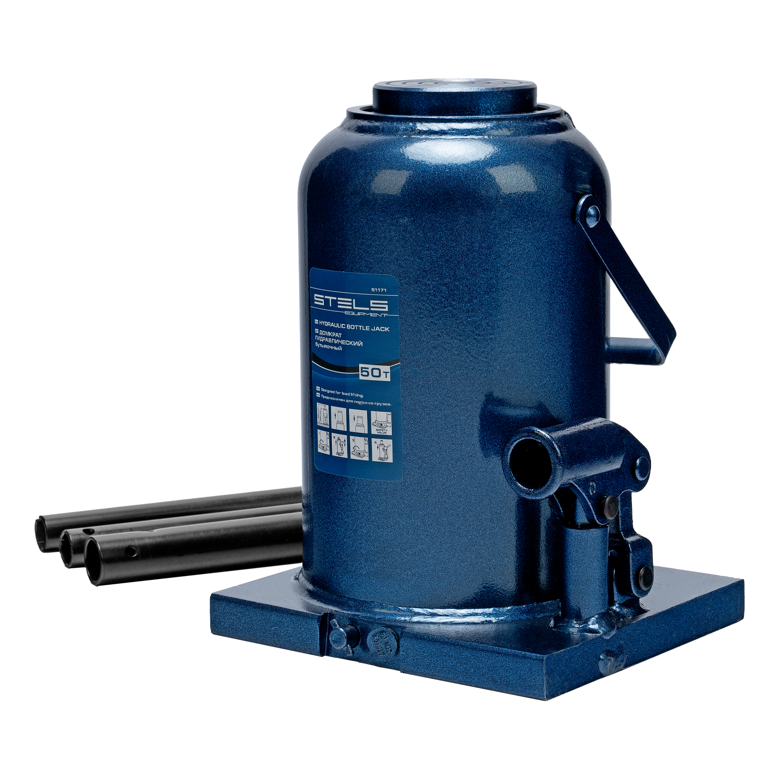 Домкрат гидравлический бутылочный, 50 т, h подъема 280-450 мм Stels (51171)