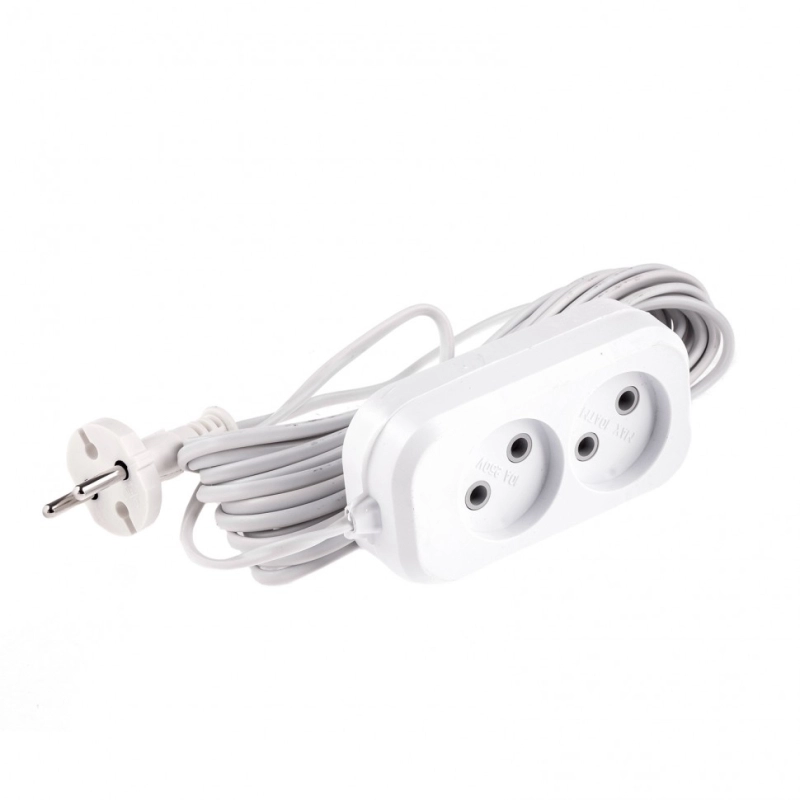 Удлинитель бытовой, без заземления, 7 м, 2 розетки, 6 А, серия УХ6 Denzel (95923)