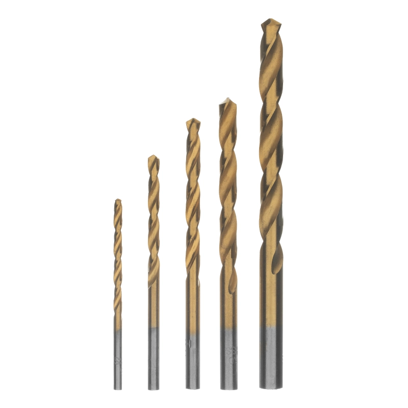 Набор нитридтитановых сверл по металлу, 3-4-5-6-8 мм, HSS, 5 шт, пластиковая коробка, цилиндрический хвостовик Matrix (72383)