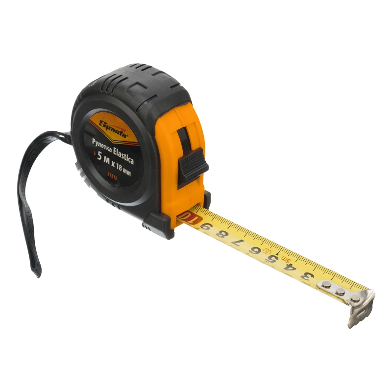 Рулетка Elastica,5 м х 18 мм,обрезиненный корпус Sparta (31312)