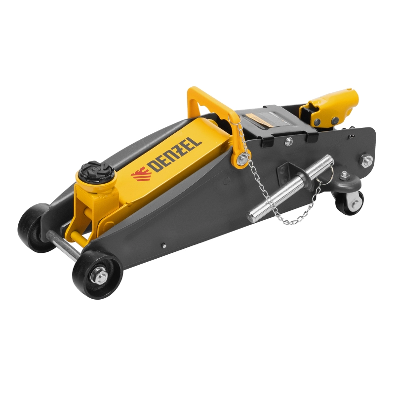 Домкрат гидравлический подкатной с фиксатором, 2,8 т, 135-385 мм Denzel (51155)